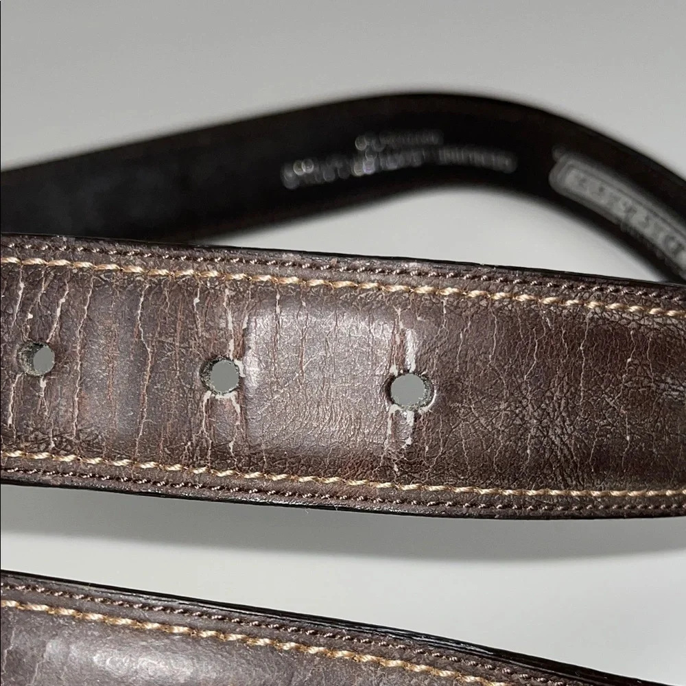 Dickies Dark Brown Leather Lined Belt w/Silver Buckle size 36”